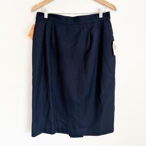 NWT Vintage Simon Ellis Nordstrom 100% Wool Blue Midi Skirt Lined Pleat Slit 16